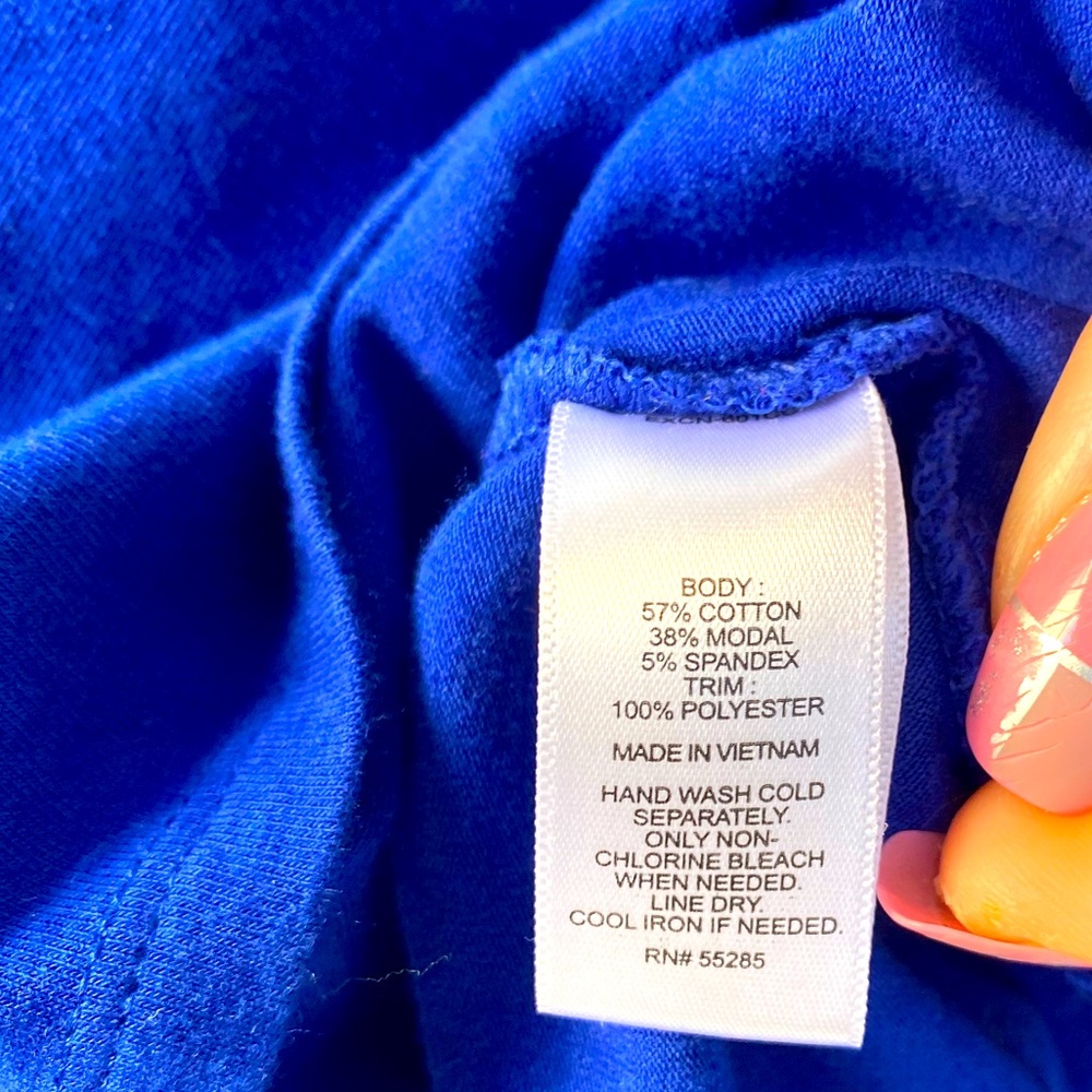 Express Royal Blue Sheer Shoulder Sleeve Blouse Top | Women’s Size  Large - Picture 6 of 7